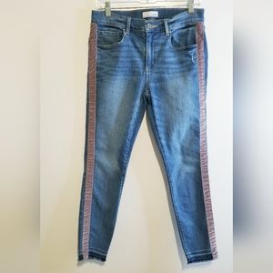 LOFT Ann Taylor Modern Skinny Jeans Pink Velvet Side Details Size 28 / 6